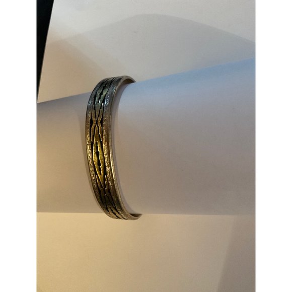 Montana Silversmiths Silver and Gold Tone Small Cuff Bracelet Tribal Design - Picture 2 of 7